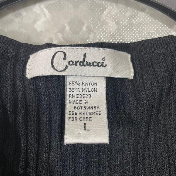 Carducci Black Ribbed Sleeveless Shell Top - Size Large - Cable Knit Accent - Picture 4 of 5